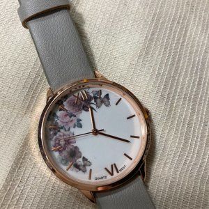 Flowery Dial Grey Straps Watch